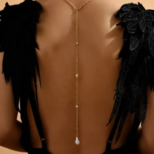 Shein Collar con lazo en forma de Y y dije de perla sintética