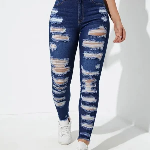 SHEIN Essnce  Skinny Jeans Desgastados