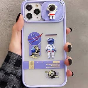 Shein funda de telefono Tpu con estampado de astronauta y planeta, purpura para iphone 11 pro