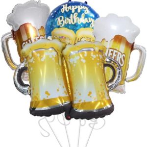 Shein Juego de 4 tazas de cerveza con globos de aluminio