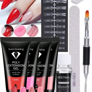 Shein Kit de iniciación de 8 piezas de gel para uñas de polietileno, 15 ml