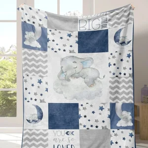 Shein Manta con estampado de elefante y estrella, de poliéster con dibujos animados 1 ud.