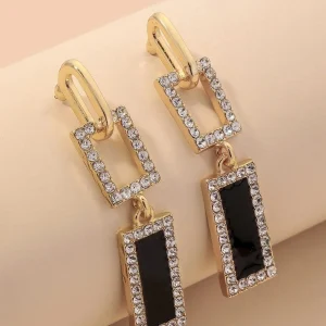 Shein Pendientes colgantes cuadrados con diamantes de imitación