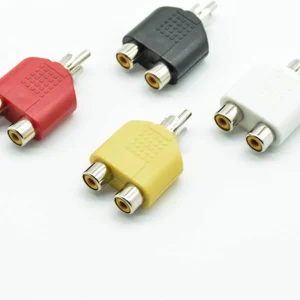 SHUANGHUA 4 piezas/lote RCA Y Splitter AV Audio Video Plug Converter 1 macho a 2 hembra