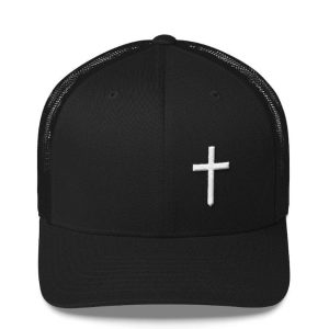 Sombrero de camionero retro con logo de cruz cristiana