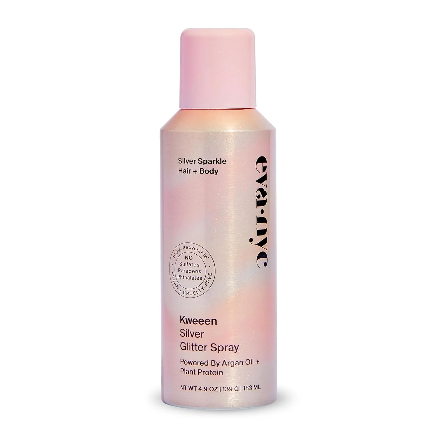 Spray para el cabello y el cuerpo con purpurina plateada Kweeen de Eva NYC, 4.9 oz