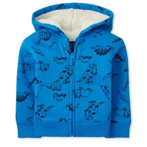 The Children's Place Sudadera Con Capucha Y Cremallera Dino Sherpa