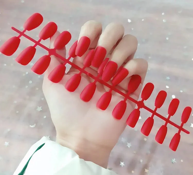 Tira de uñas postizas de Color sólido mate esmerilada, 24 unidades por tira - Imagen 2