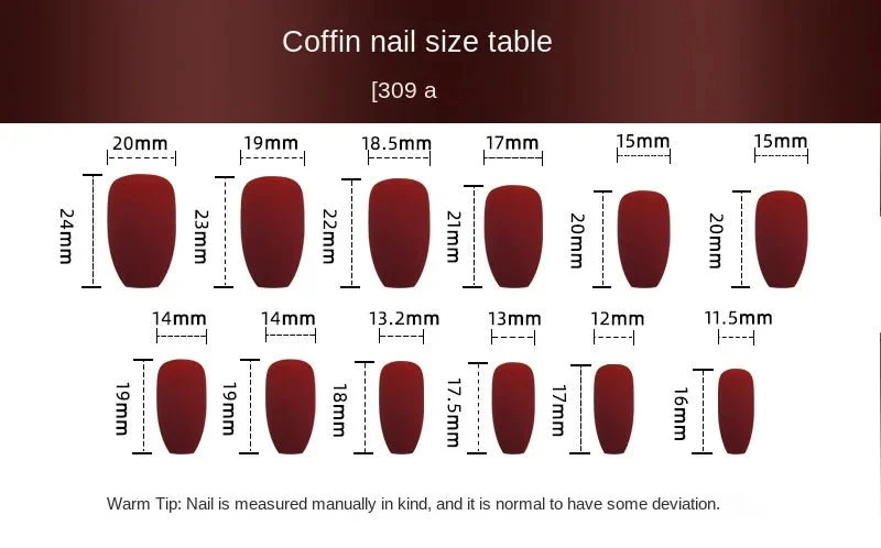 Tira de uñas postizas de Color sólido mate esmerilada, 24 unidades por tira - Imagen 4