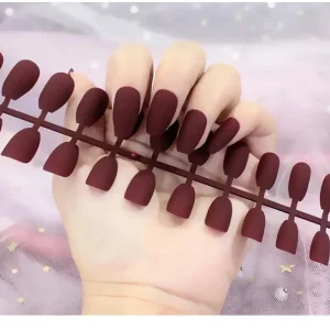 Tira de uñas postizas de Color sólido mate esmerilada, 24 unidades por tira