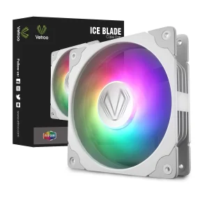Vetroo Ventilador de carcasa de PC, 4.724 in blanco de alto flujo de aire 5 V 3 pines ARGB