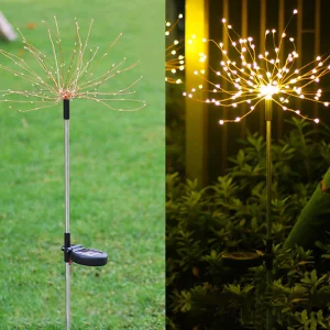 Yardwe 2 piezas de luz solar lámpara de alambre de cobre plástico al aire libre