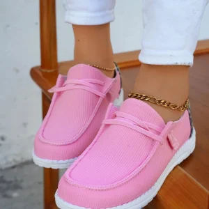 Zapatos con cordones rosas para mujer, con punta redonda y estampado de leopardo